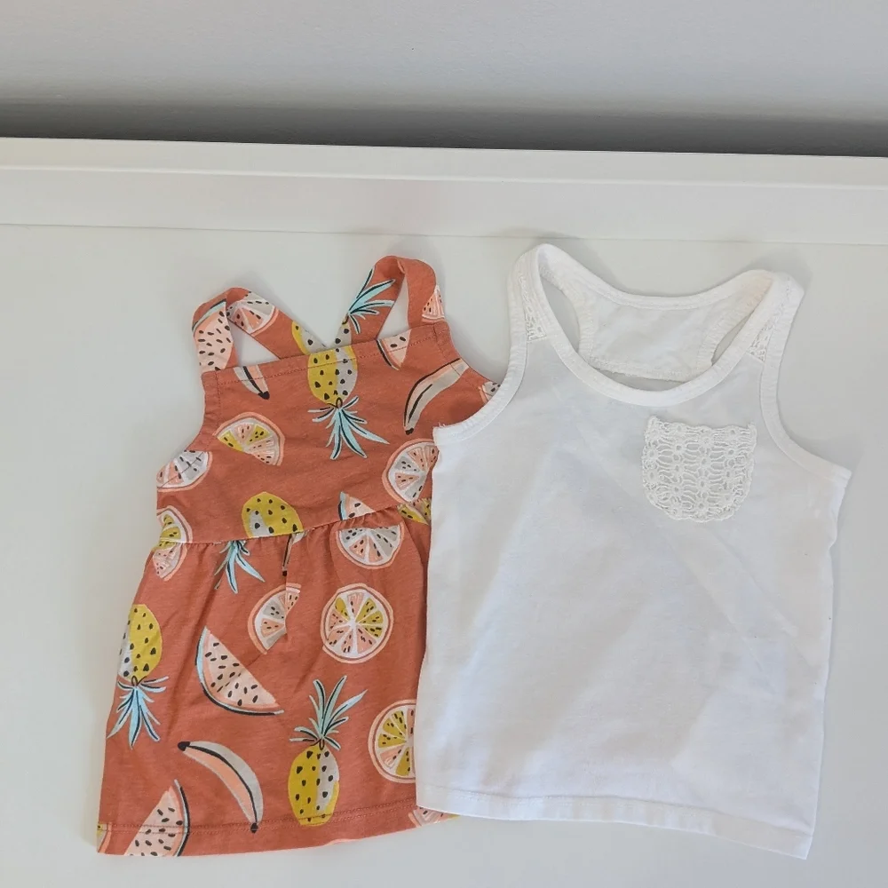 OshKosh B'gosh Orange and White Tank Top Set Size 18 Months